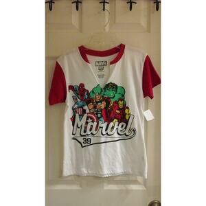 Marvel Shirt Women's size med tee, Cut V-neck, Cotton, Multi color, Stretch